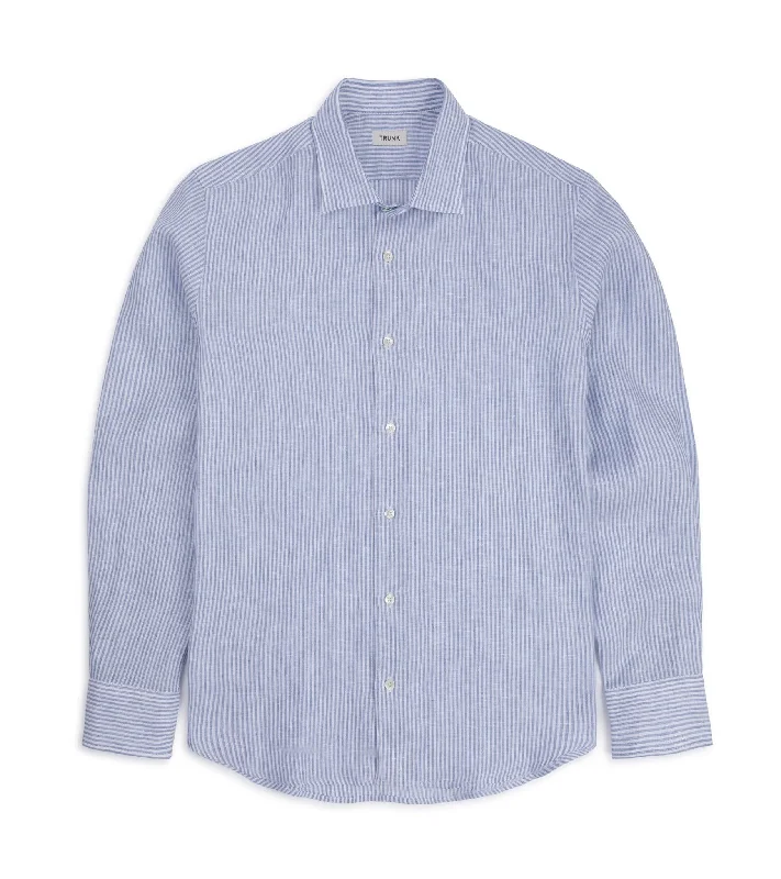 Hurry, the best deals on men’s fashion won’t last long! Trunk Audley Irish Linen Bengal Stripe Shirt: Blue Hurry, the best deals on men’s fashion won’t last long! Trunk Audley Irish Linen Bengal Stripe Shirt: Blue