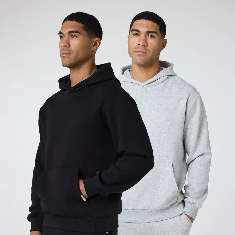 Get trendy clothes for less – Big savings on fashion basics! 2-Pack Relaxed Fit Hoodie | Black Light Grey Marl Get trendy clothes for less – Big savings on fashion basics! 2-Pack Relaxed Fit Hoodie | Black Light Grey Marl