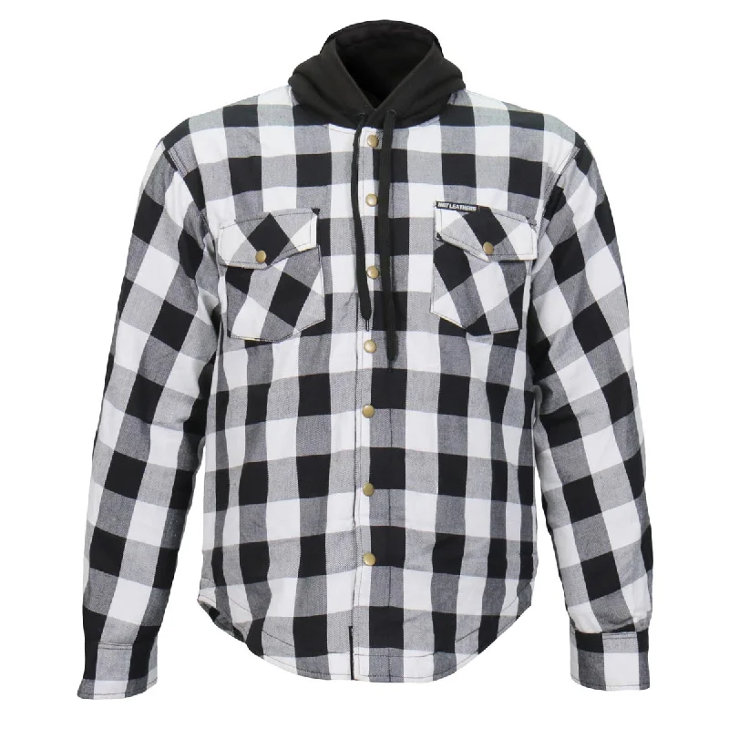 Shop exclusive offers on men’sapparel Hot Leathers JKM3006 Men’s Black and White Hooded Armored Flannel Motorcycle Shirt-Jacket w/ CE Armor Protection Shop exclusive offers on men’sapparel Hot Leathers JKM3006 Men’s Black and White Hooded Armored Flannel Motorcycle Shirt-Jacket w/ CE Armor Protection