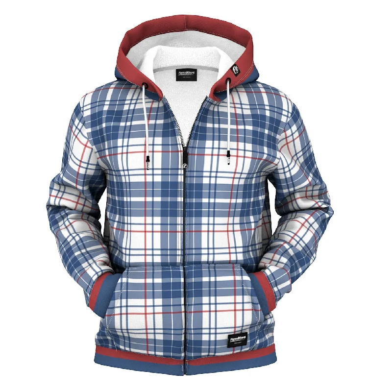 Big discounts on men’s wear – Shop now and save!  In Plaid Zip Up Hoodie